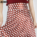 2019 Women Maxi Long Skirts Pleated Polka Dot Wine Red High Waist A Line Spring Summer Elegant Faldas Jupes Saias Plus Size 5XL